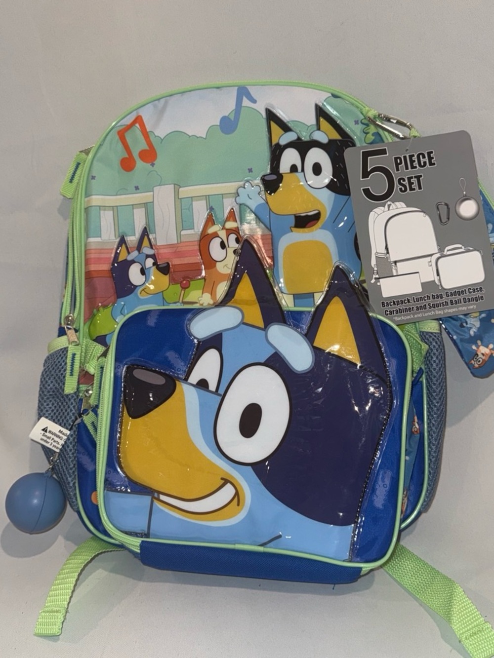 5 Piece Set Bluey Backpack and Lunchbox